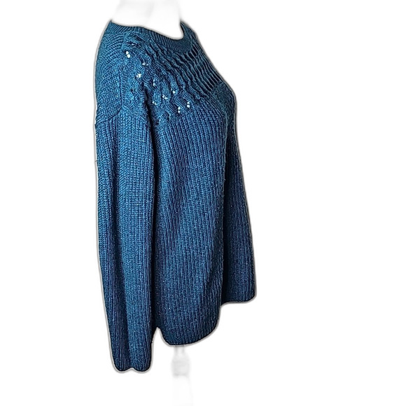 Sweater Crew Neck by St John's Bay Medium Blue Metallic Fleck Size Large - Picture 3 of 6
